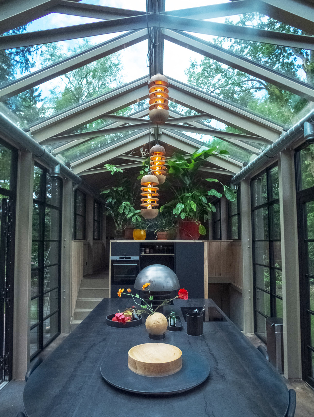 Steel and oak kitchen spheres