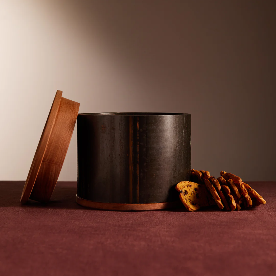 Hand-Turned Wood and Steel Snack Container | available via Abask - Marisa Klaster, Het Houtlokaal